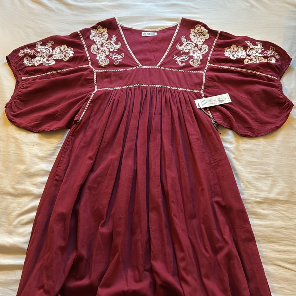Nwt St. Roche Lake Dress In Berry & Ivory - Organic Cotton
